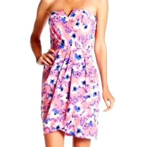 EUC! Yumi Kim Pink Blue Floral Strapless Mini Dress - Size Small